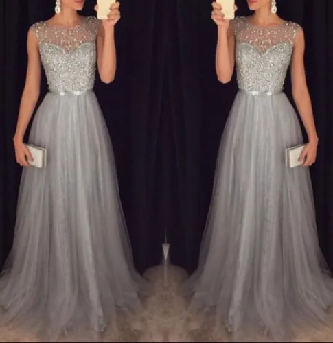Women Mesh Sleeveless Sequin Dress Dress