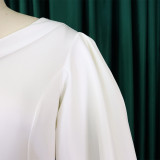 Damen Slash Shoulder Bell Bottom Sleeve Kleid Kleid
