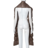 Women Autumn Winter Warm Neck Solid Color Puffed Scarf