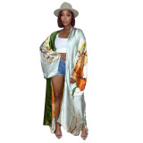 Women'S Printed Sunscreen Cloak Long Sleeve Cardigan