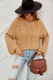 Pre-Fall Cutout Knitting Shirt Round Neck Basic Shirt Women'S Pullover Plus Size Sweater