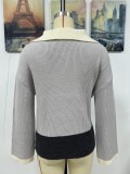 Autumn And Winter Pullover Zipper Color-Blocking Knitting Long-Sleeved Knitting Women'S Sweater