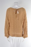 Pre-Fall Cutout Knitting Shirt Round Neck Basic Shirt Women'S Pullover Plus Size Sweater