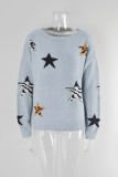 Women Round Neck Stars Long Sleeve Women'S Knitting Shirt Pullover Sweater
