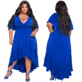 Women's Sexy Solid Lace-Up Ruffle Elegant Dress