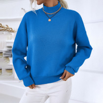 Camisa de punto de cuello alto medio de color sólido Otoño Invierno Suéter informal Top de mujer