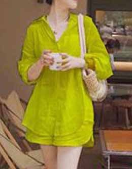 women's clothing casual solid color shirt and shorts matching two piece set