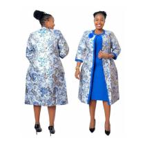 Zweiteiliges langes Kleid mit afrikanischem Mom-Print für Damen in Übergröße