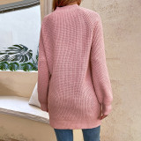 Solid color button knitting dress women's autumn and winter lantern sleeve sweater women