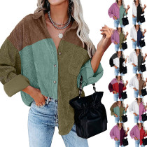 Hauts d'automne et d'hiver pour femmes chemises à manches longues colorblock