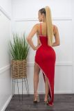 Sexy Straps Rhinestone Beaded Irregular Eveing Dress