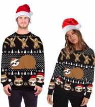 Otoño Impresión digital Navidad Sudaderas con capucha para mujer Cuello redondo Sudadera para hombre