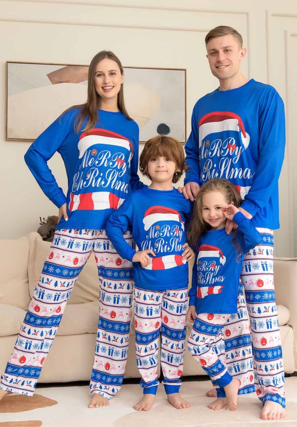 Kerstmuts Brief Print Homewear Tweedelige Mode Sneeuwvlok Halloween Ouder-kind Jurk