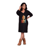 women's autumn and winter printed loose dress