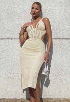 Vestido ceñido al cuerpo con tirantes y espalda baja sexy para mujer de otoño
