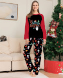Christmas Cartoon Print Round Neck Long Sleeve Top+Pant Pajama Two Piece