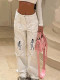 Fall Women Casual Solid Embroidered Casual Pants
