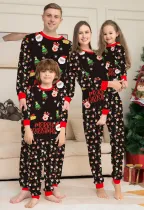 Christmas Parent-Child Santa Claus Print Long Sleeve Top+Pant Homewear Pajamas Two-Piece Set