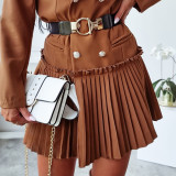 Early Autumn Women'S Brown Pleated Blazer Dress(Without Belt)