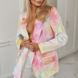 Fall Printed Long Sleeve Chic Career Blazer Coat