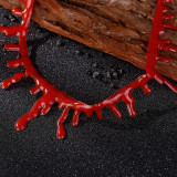（5pcs）Halloween Necklace Creative Bloody Cut Bloodstained Chocker Red Simulation Stomach Bleeding Collar