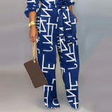 Fall Chic Women'S Letter Print Long Sleeve Jumpsuit