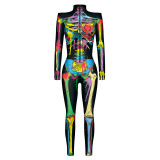 Halloween cosplay costume Jumpsuit skeleton digital print cosplay jumpsuit