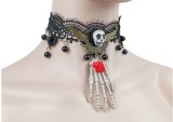 Retro ghost claw Halloween necklace decoration skull female lace accessories