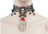 Retro ghost claw Halloween necklace decoration skull female lace accessories