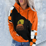 Halloween Pumpkin Hoodies Christmas Print Hoodies Long Sleeve Loose Hoodie