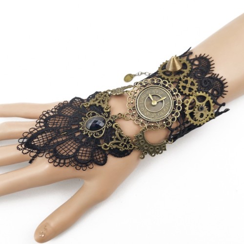 (5 pièces) goth punk rétro dentelle bracelet dames vitesse horloge moteur à vapeur main accessoires accessoires de fête