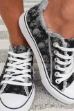 Halloween Skull Low Top Shoes Women Casual Flat Heel Round Toe Couple Canvas Shoes Plus Size Women's Shoes