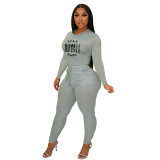 Women's Letter Print Casual Two Piece