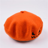 Halloween Pumpkin Beret Women's Festive Party Dress Up Wool Hat