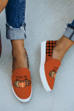 Halloween Orange Pumpkin Colorblock Print Casual Pump Shoes