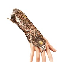 (5 uds) guantes dorados guantes de encaje de encaje dorado Vintage decoración de vestido de mujer pulsera a juego