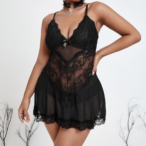 Plus Size Lingerie érotique Sling Lace Sexy See-Through Dress Nightdress Pyjamas