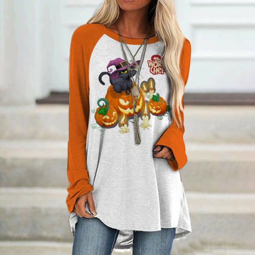 Женская футболка с длинным рукавом с графическим принтом на Хэллоуин для женщин