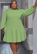 Plus Size Women Ruffle Backless Dress