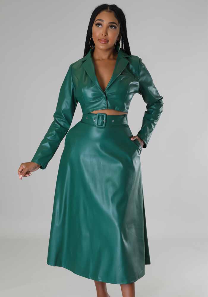 Wholesale Womens Turndown Collar Button Long Sleeve pu Leather Jacket