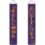 (2PCS)halloween curtain festive background decoration couplet banner pumpkin ghost banner