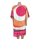 Women African V-Neck Print Dress