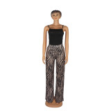 African Women Printed chiffon Rope+ Top+ Stretch Pant Three-Piece