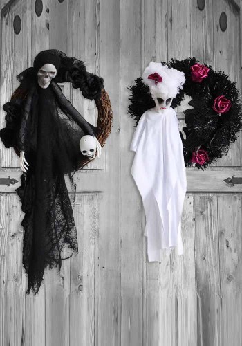 Halloween white ghost door hanging ghost festival horror party garland hanging haunted house decoration props