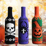 (2PCS)Halloween Skull Pumpkin knitting wine bottle props