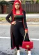 Women Fall/Winter Sexy Long Sleeves Contrast Stripes Three-Piece