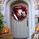 Halloween mask door hanging decoration creative ghost festival party wreath hanging haunted house layout props