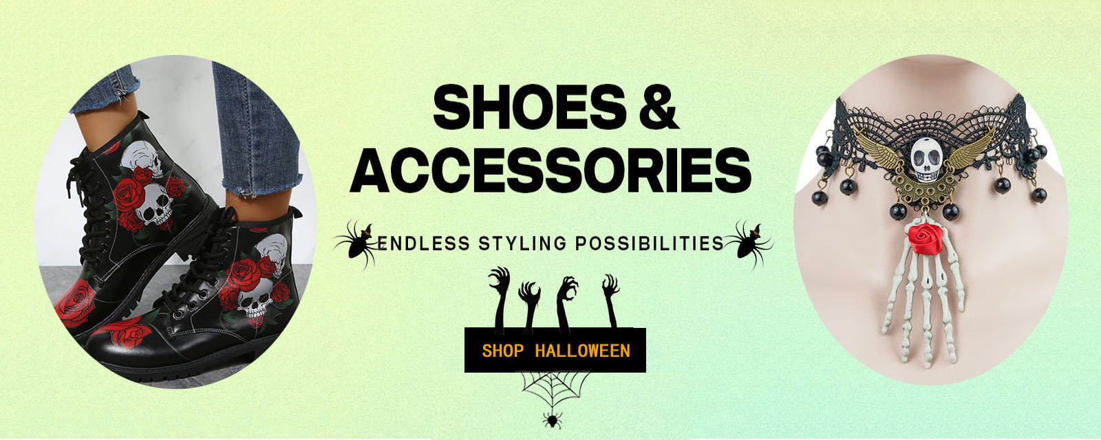 Vente en gros de chaussures, bijoux et décorations d'Halloween