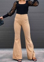Frauen Herbst hohe Taille Mikro ausgestellte Hosen