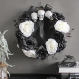 Halloween home ghost door pendant skull rose rattan wreath wreath haunted house horror party decorations